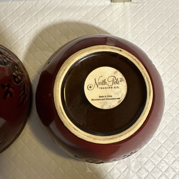 North‎ Pole Trading Co Northwood Red Pine Cereal Soup/Desert Bowl Rustic Set 2 - Picture 7 of 9